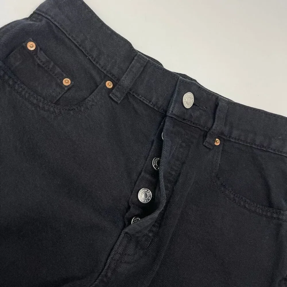PacSun Baggy Jean Denim Jean Shorts Black Distressed Button Fly Women’s Size 25